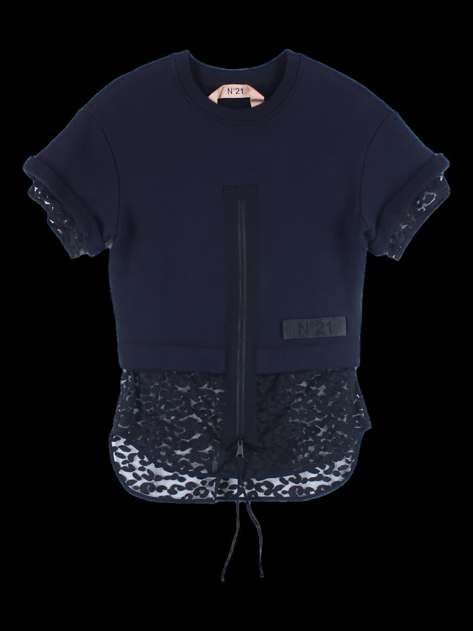 레이스 반팔 기모 맨투맨