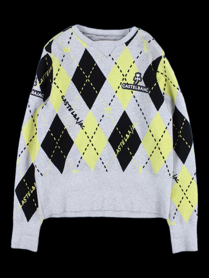 아가일 체크 방풍 니트