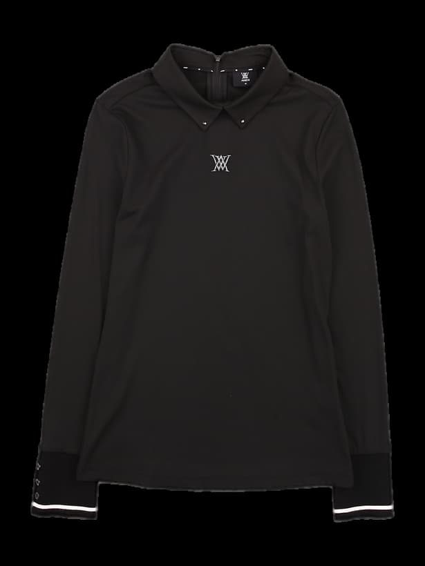 로고 자수 긴팔 카라티