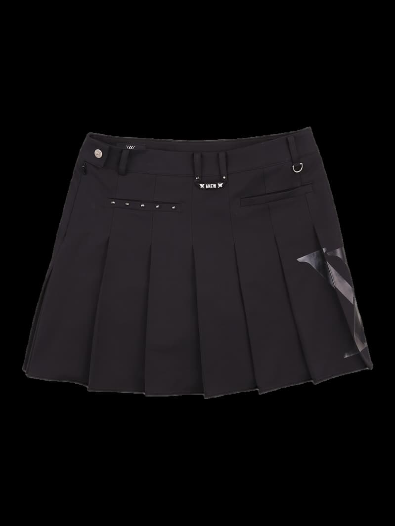 로고 포인트 플리츠 스커트