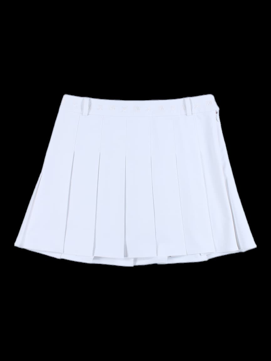 로고 자수 플리츠 스커트