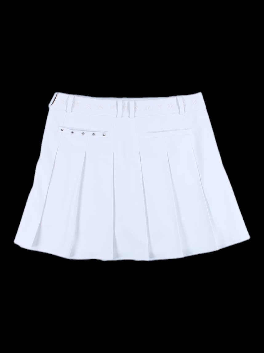 로고 자수 플리츠 스커트