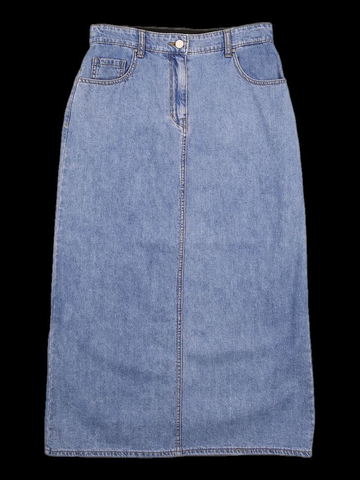 베이직 밴딩 데님 롱스커트