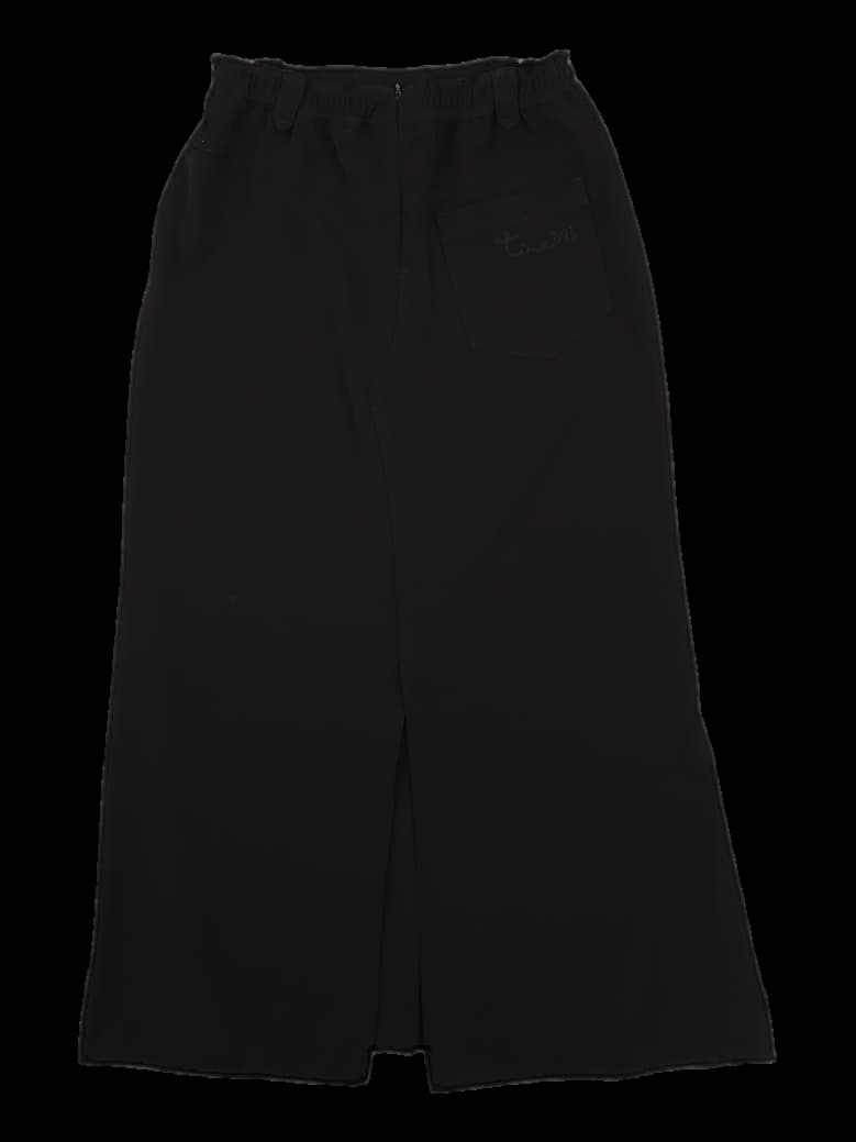 센터 버튼 포켓 밴딩 롱스커트