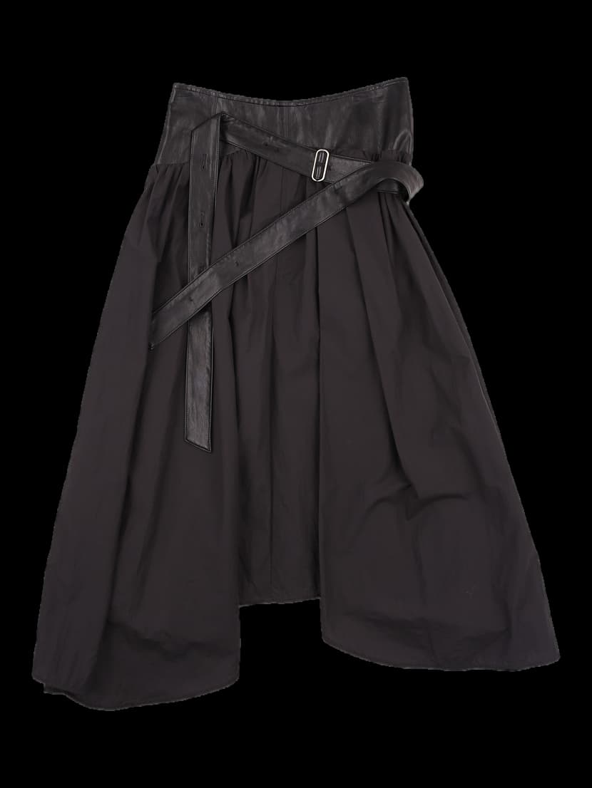 레더 포인트 언발 스커트