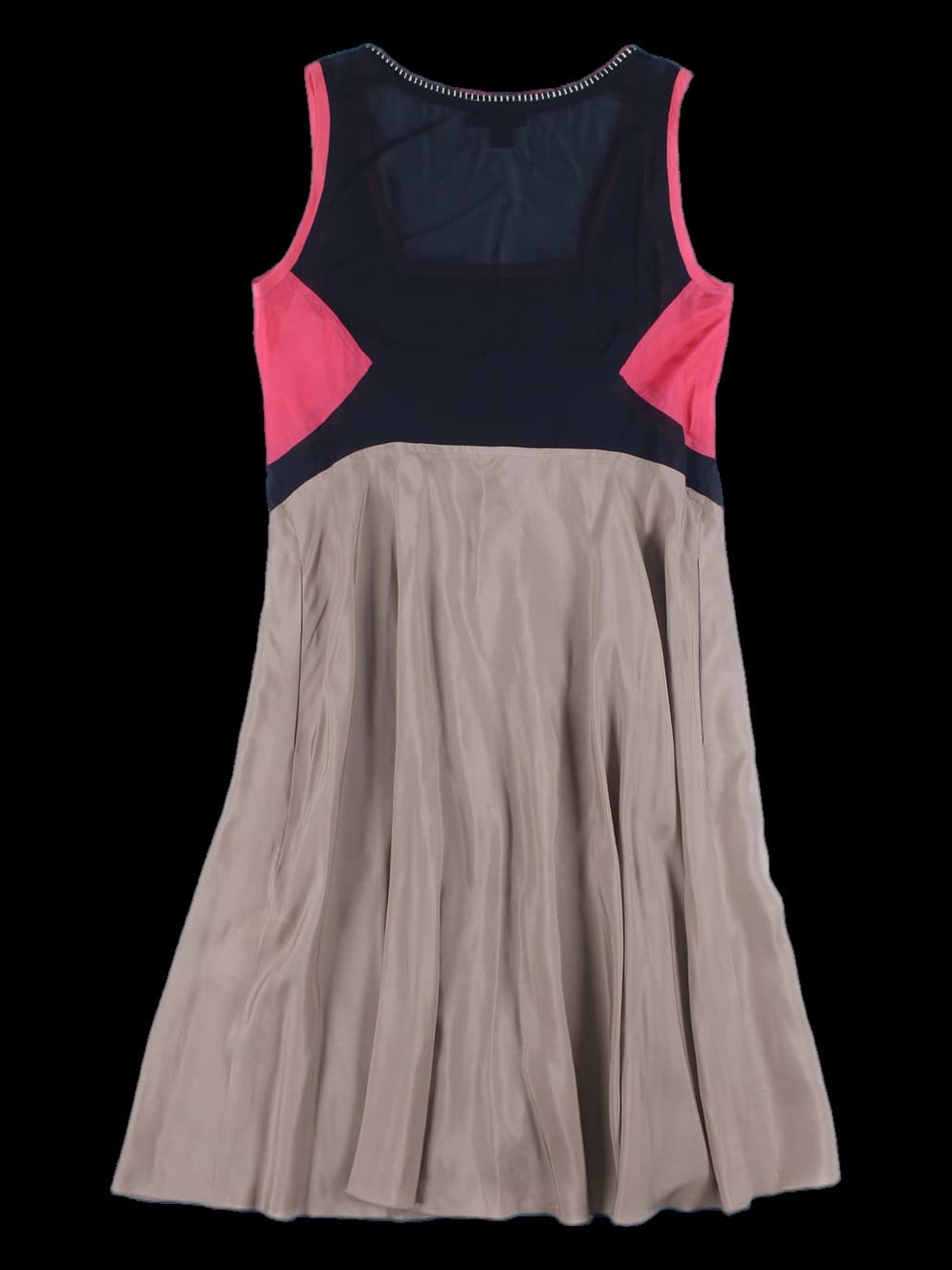 배색 슬리브리스 원피스