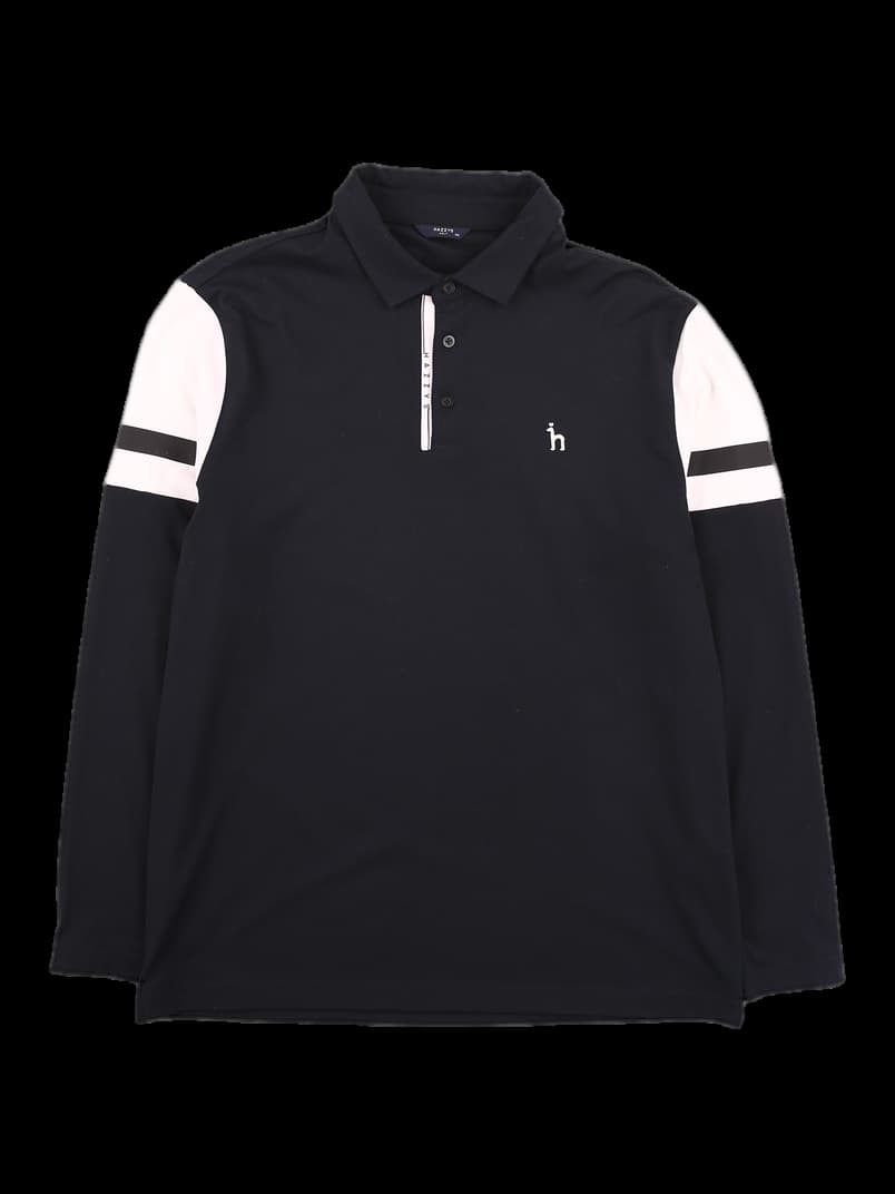 [남성] 컬러 포인트 긴팔 카라넥