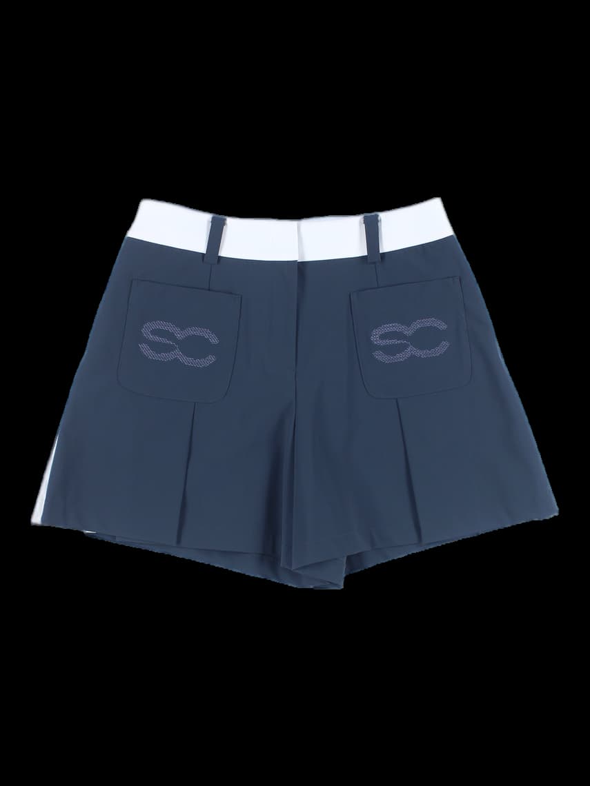 밴딩 플리츠 숏 팬츠