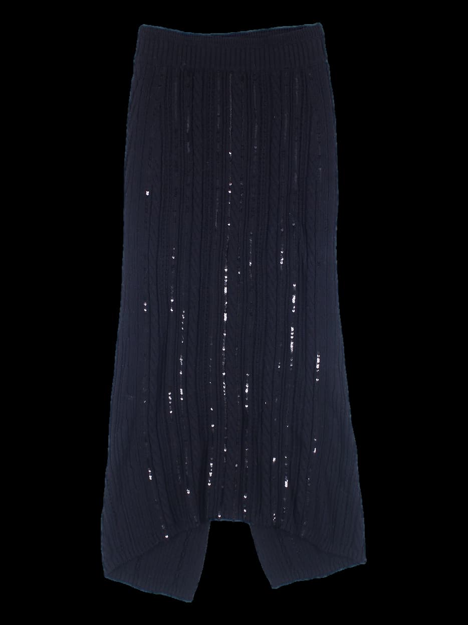 스팽글 니트 롱 스커트