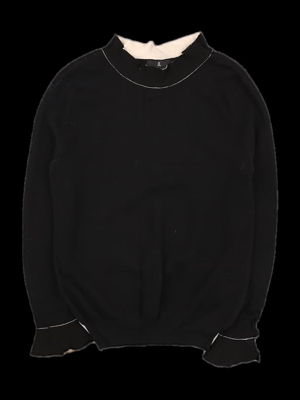 배색 슬릿 긴팔 니트