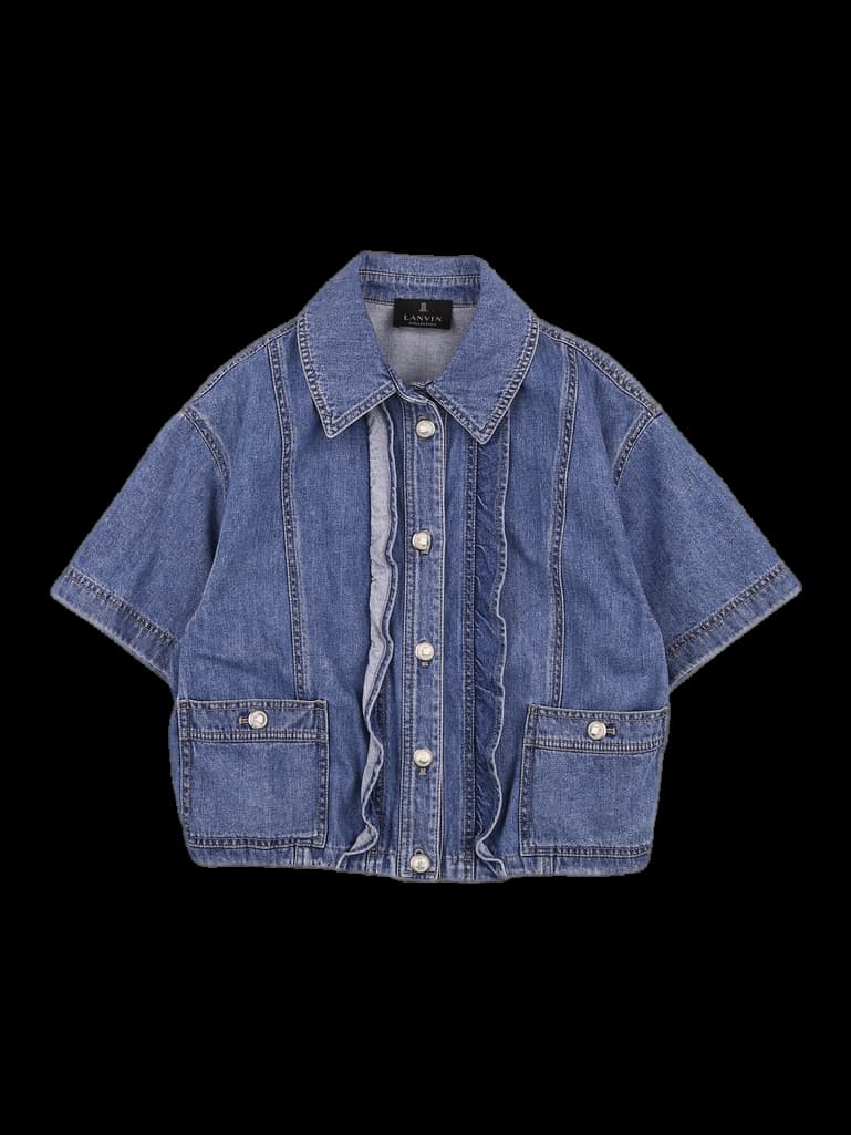 프릴 스트링 데님 자켓