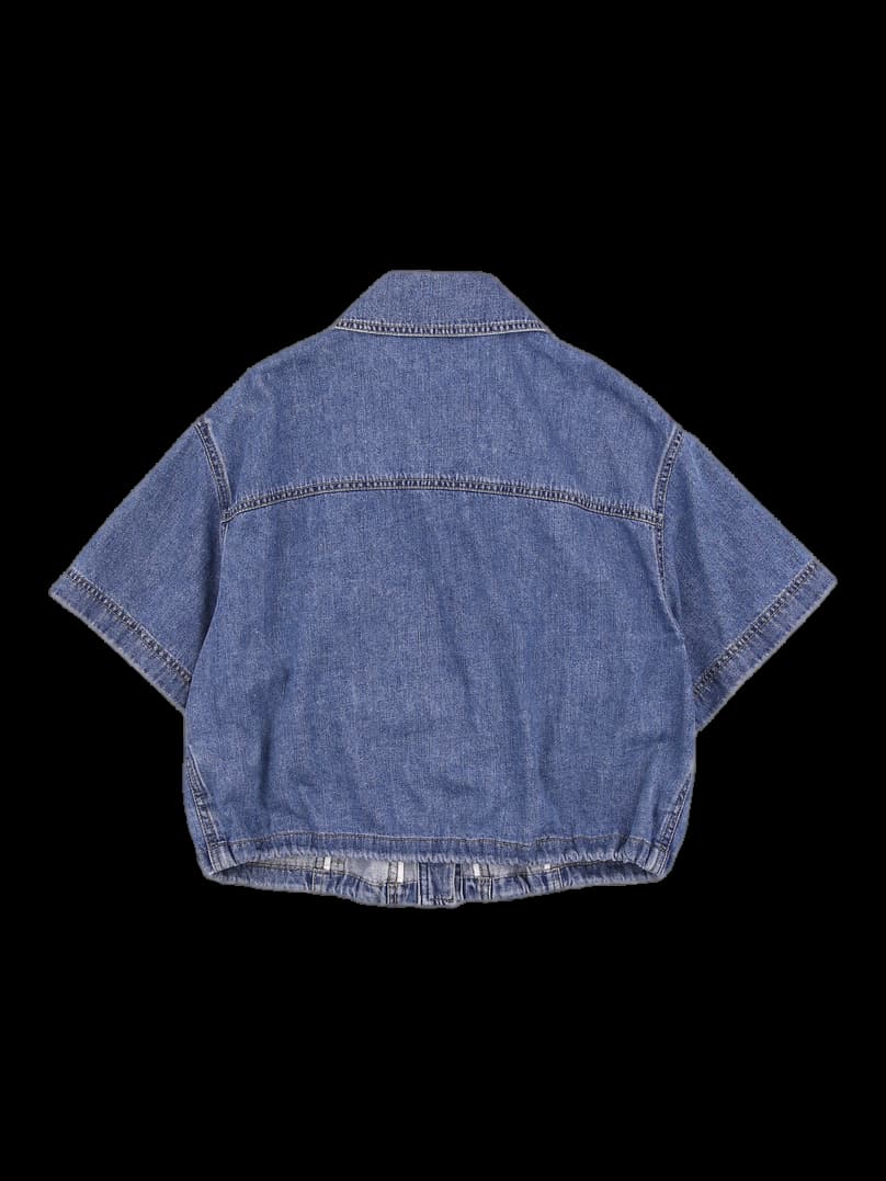 프릴 스트링 데님 자켓