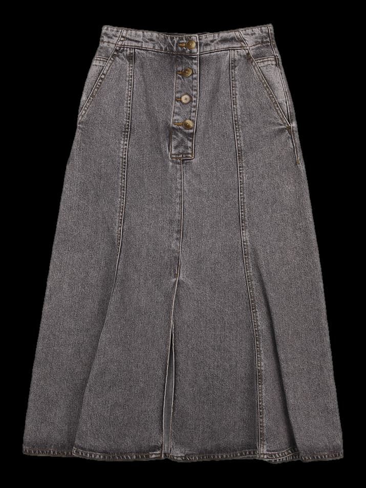 슬릿 데님 롱 스커트