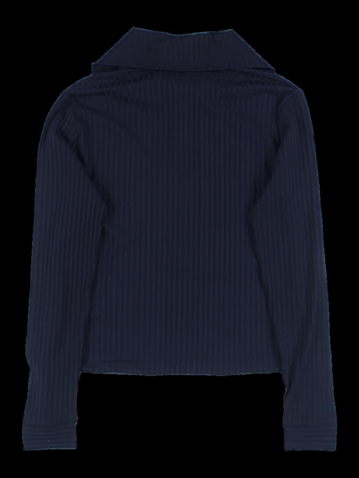 리브드 집업 긴팔 티셔츠