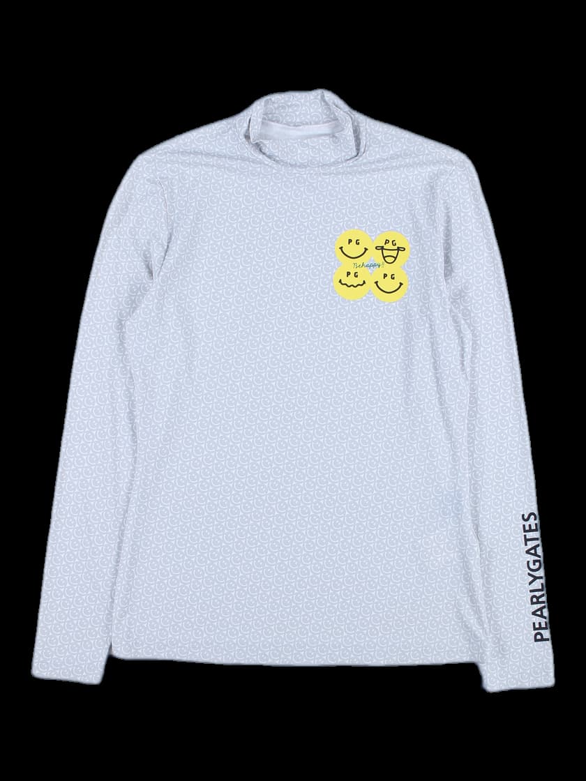 패턴 하프넥 긴팔 티셔츠