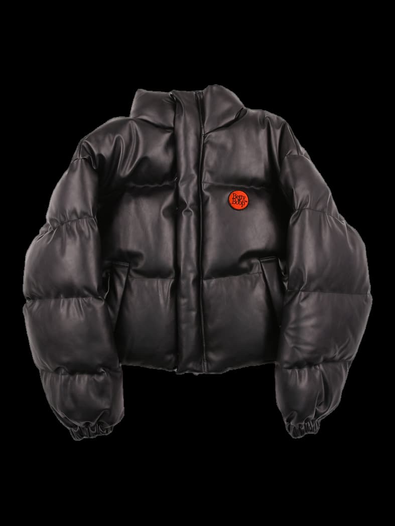 페이크 레더 패딩 점퍼