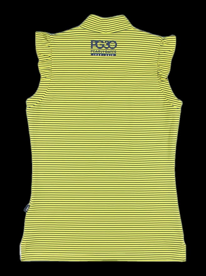 프릴 스트라이프 슬리브리스 티셔츠