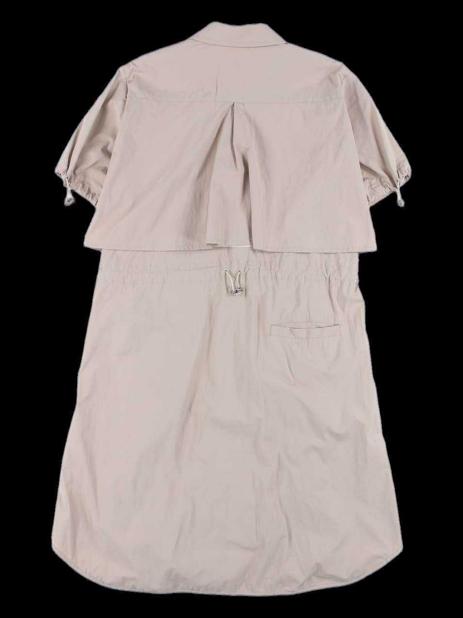 스트링 카라 집업 반팔 롱 자켓