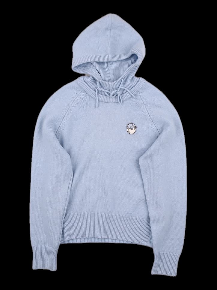 로고 니트 후드티