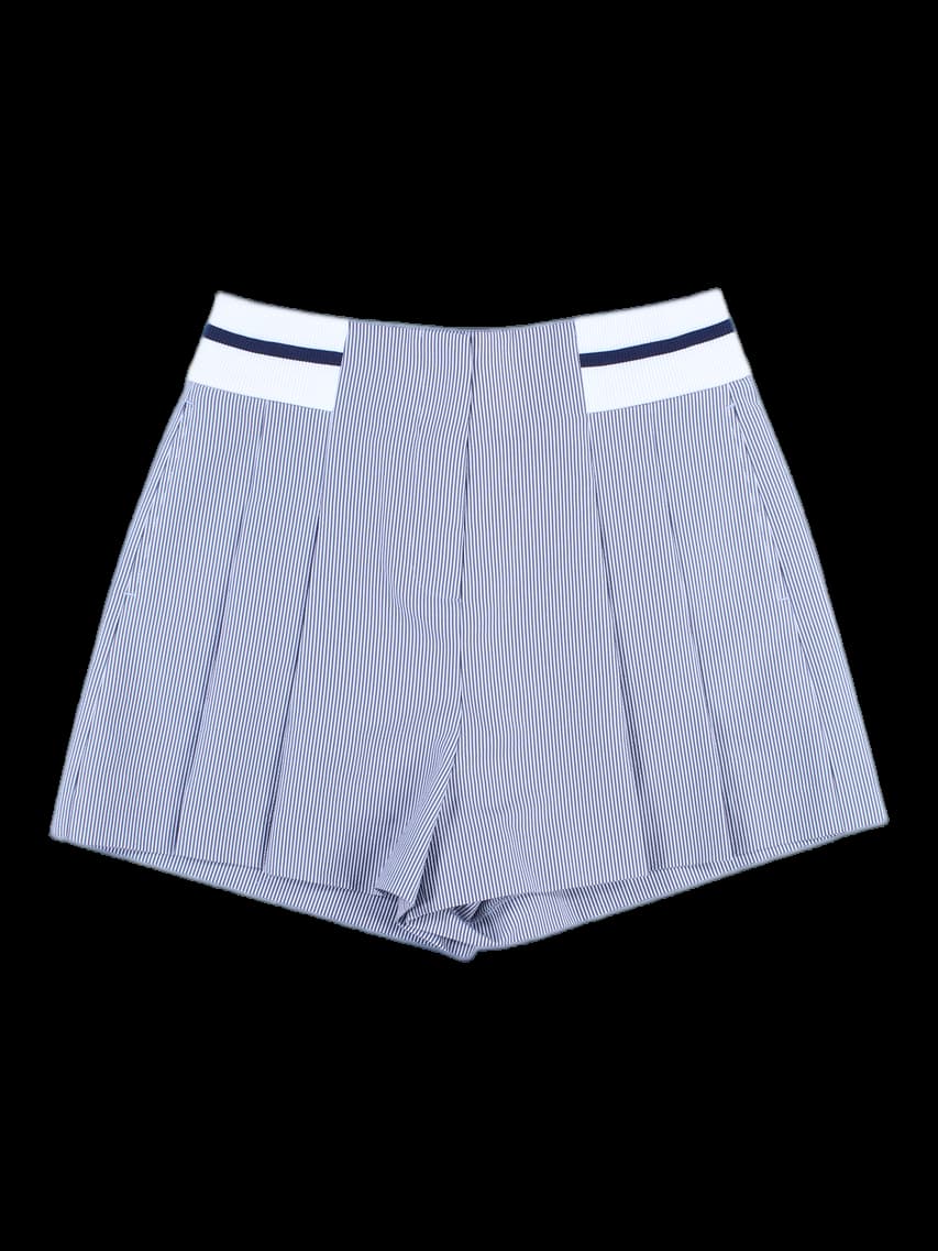 스트라이프 핀턱 숏 팬츠
