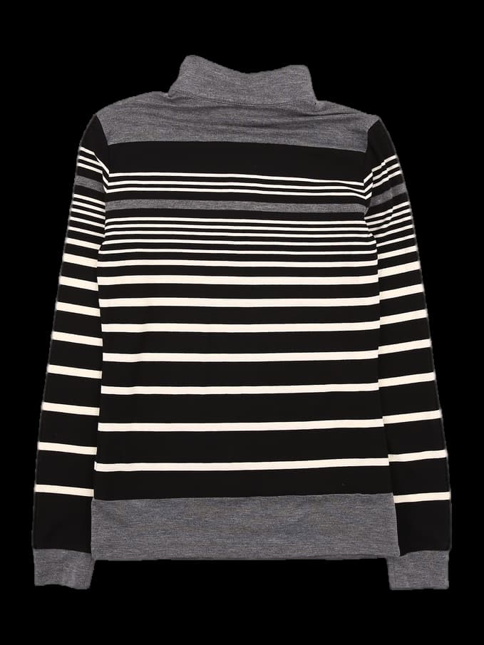 스트라이프 반집업 긴팔 티