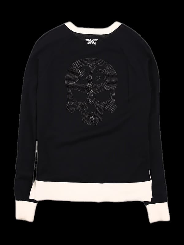 백  해골 스터드 장식 니트