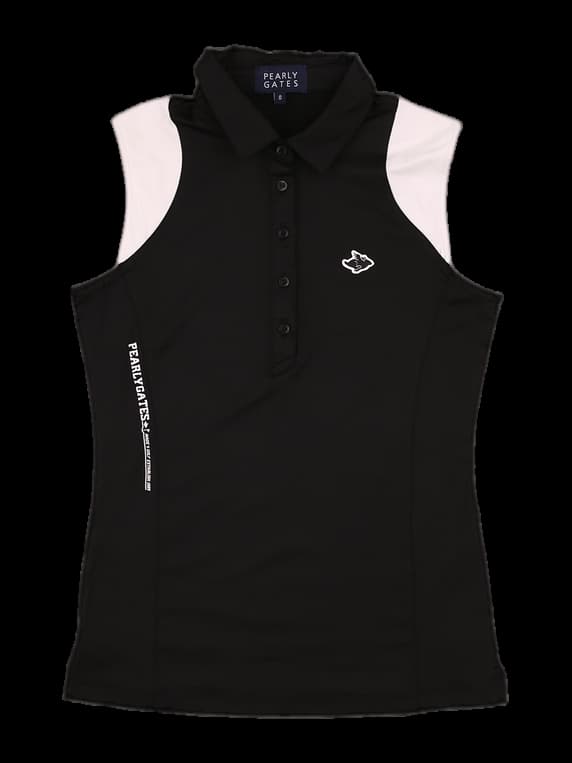 컬러 포인트 민소매 카라 티