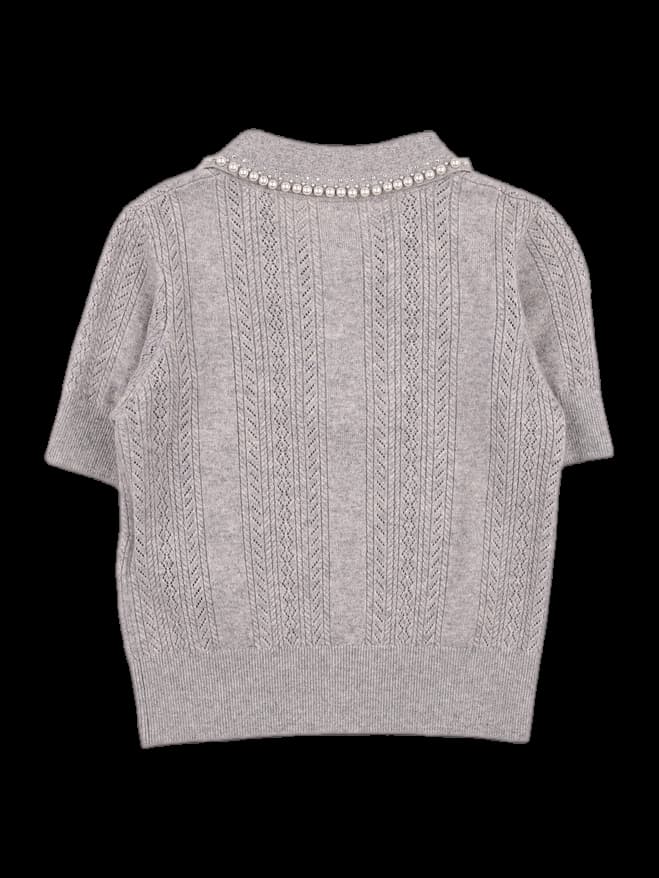 큐빅 케이블 반팔 니트