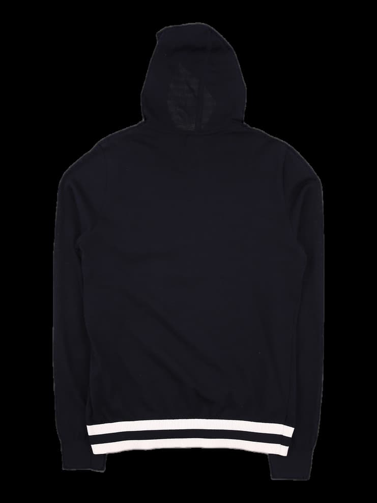 로고 포인트 니트 긴팔 후드 티