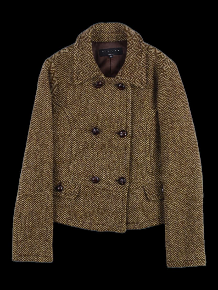 헤링본 체크 숏 자켓