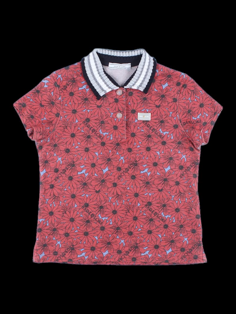 플라워 프린트 반팔 카라티