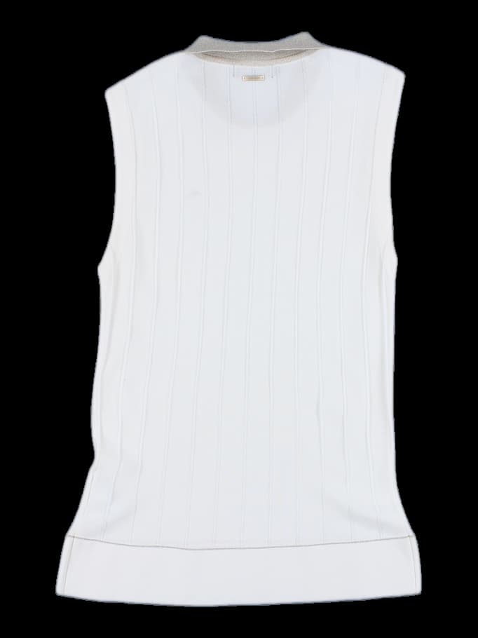 니트 카라 민소매 티