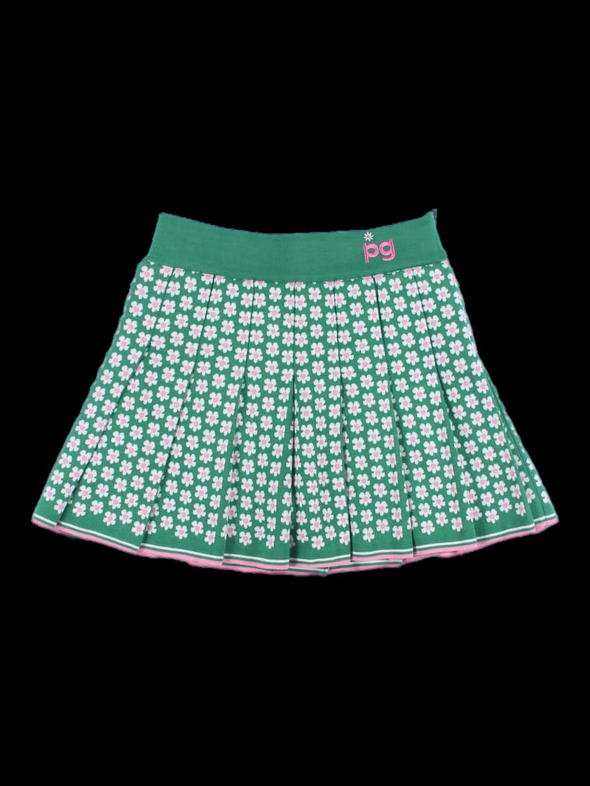 플라워 니트 플리츠 스커트