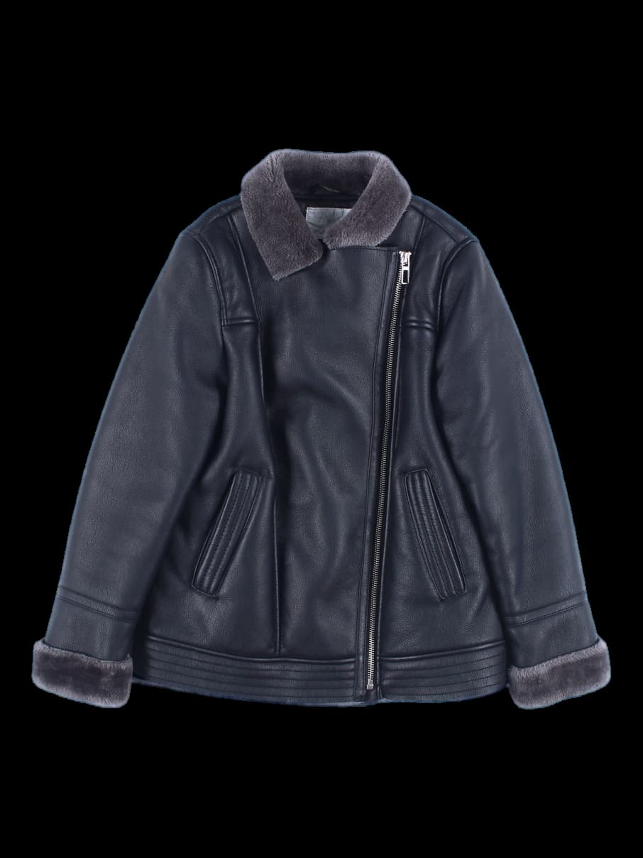 [키즈] 안감 퍼 바이커 자켓