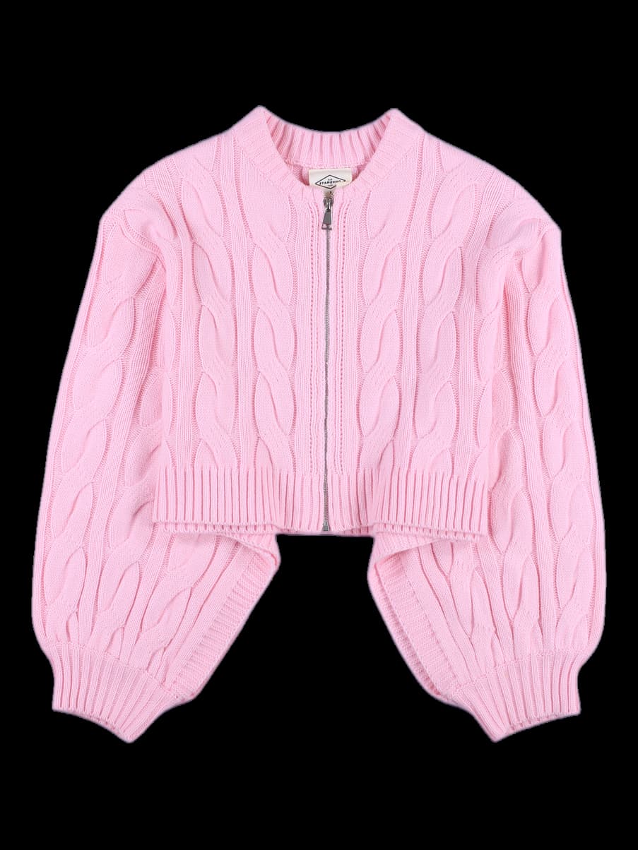 케이블 크롭 집업 가디건
