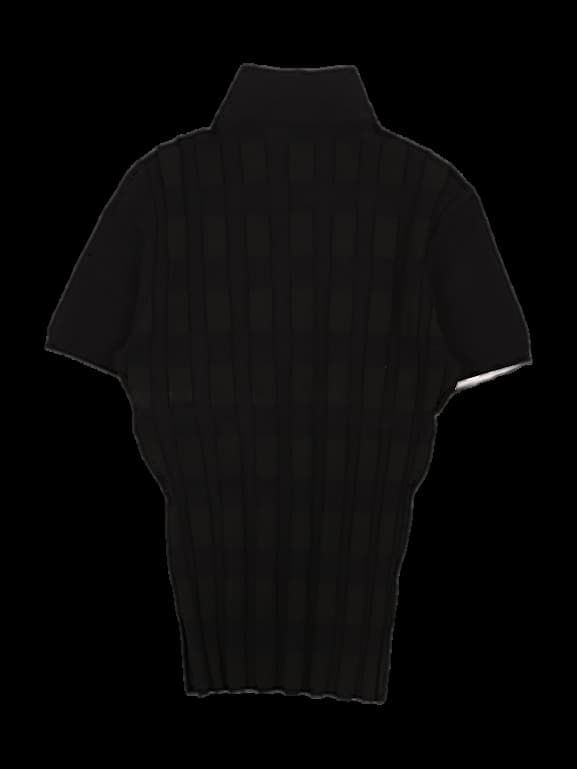 라인 포인트 반팔 카라 니트