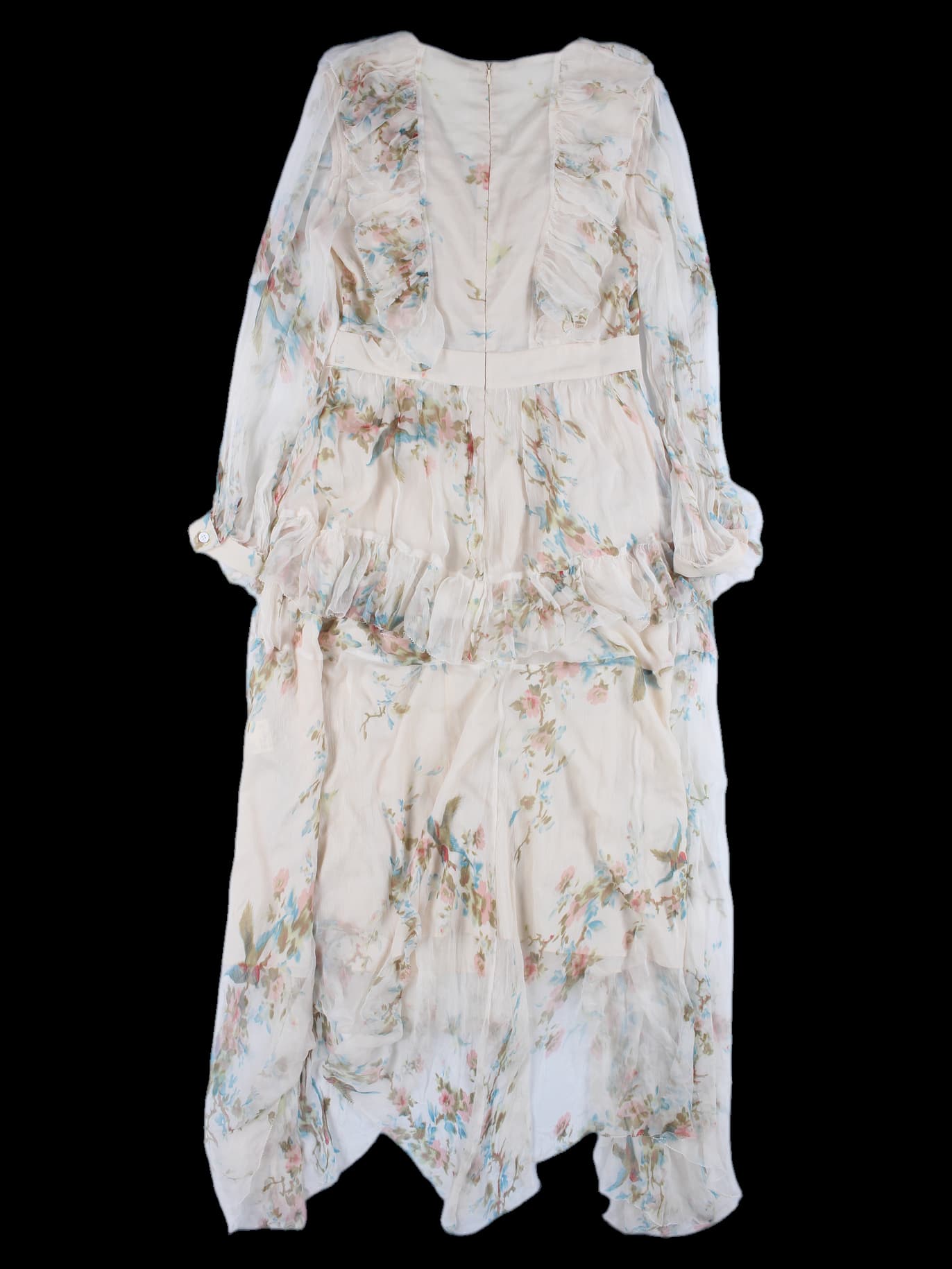 브이넥 쉬폰 롱 원피스