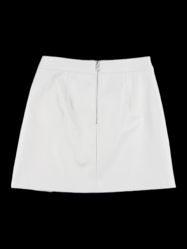 사이드 주름 가죽 스커트