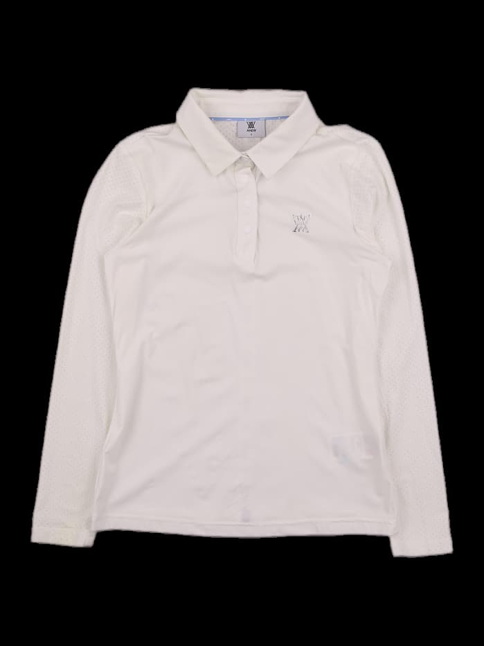 펀칭 카라 긴팔 티셔츠