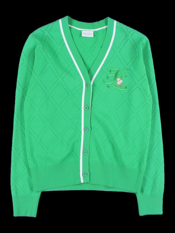 로고 자수 니트 가디건