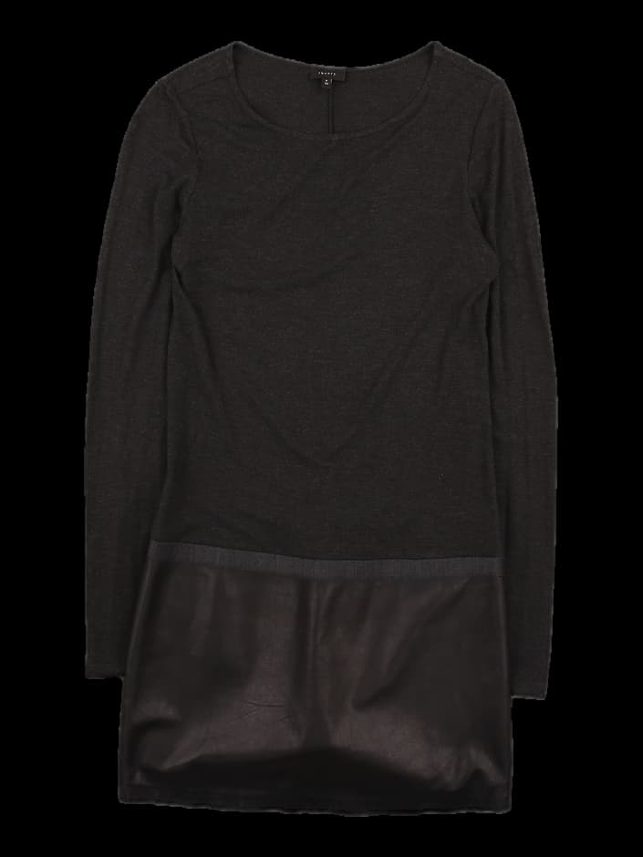 니트 레더 배색 원피스