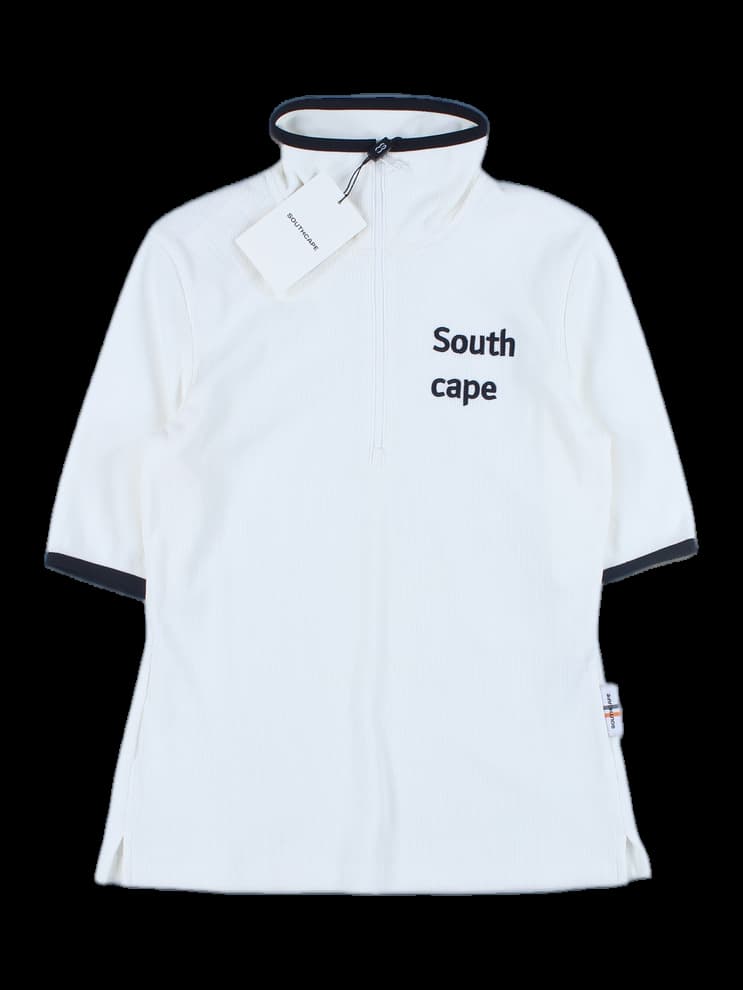 [새상품] 하이넥 집업 반팔 니트