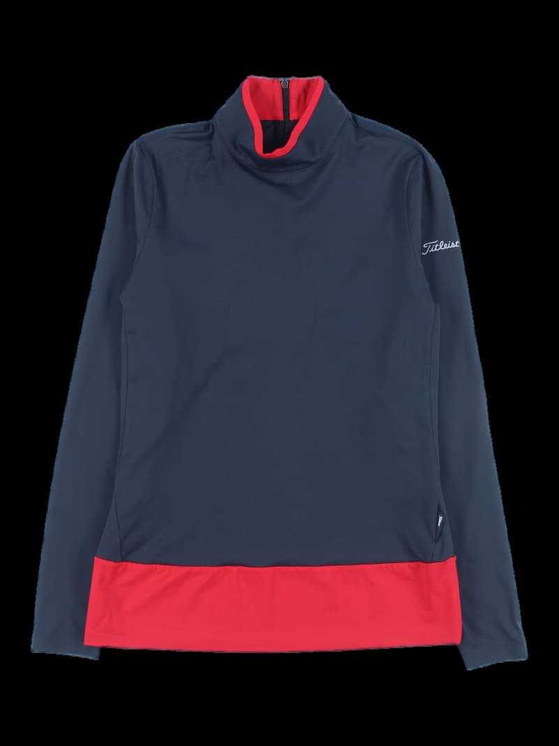 컬러 포인트 반목 하프 집업 티