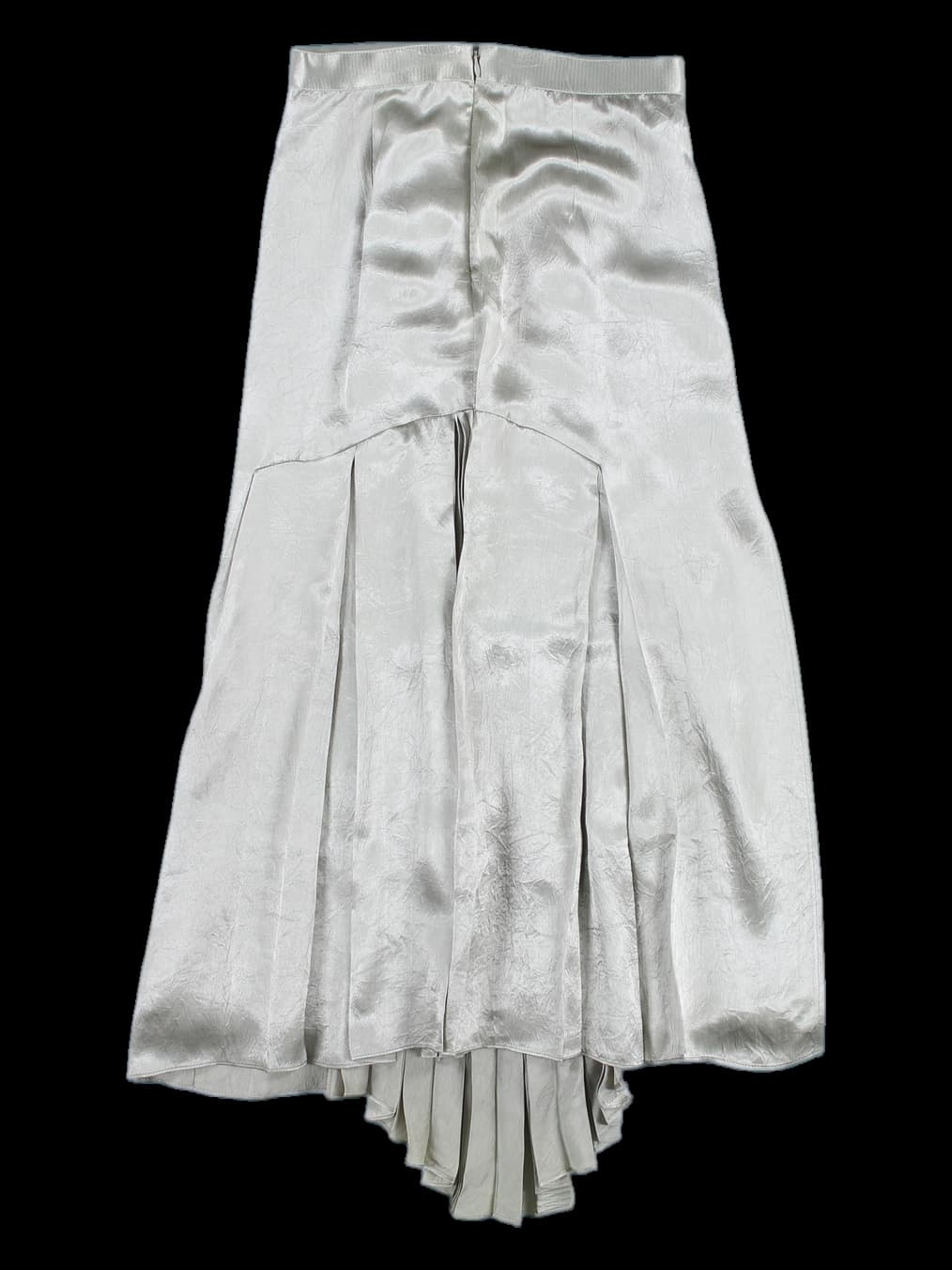 새틴 랩 주름 롱스커트