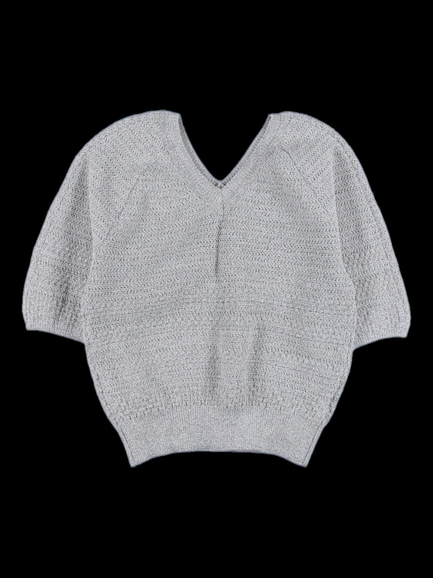 메탈릭 나그랑 반팔 니트 