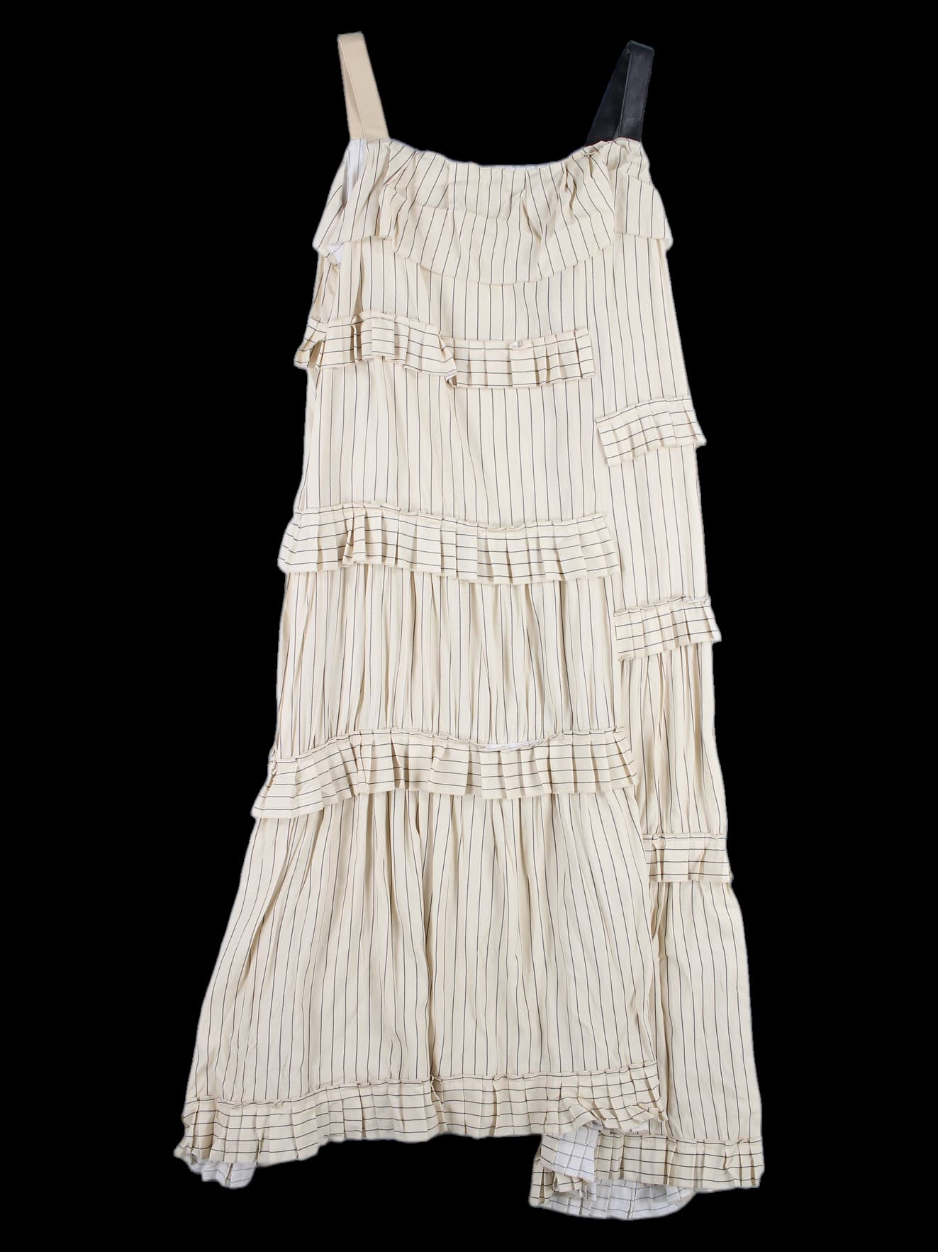 나시 프릴 장식 스트라이프 원피스