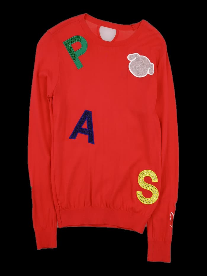 자수 긴팔 니트