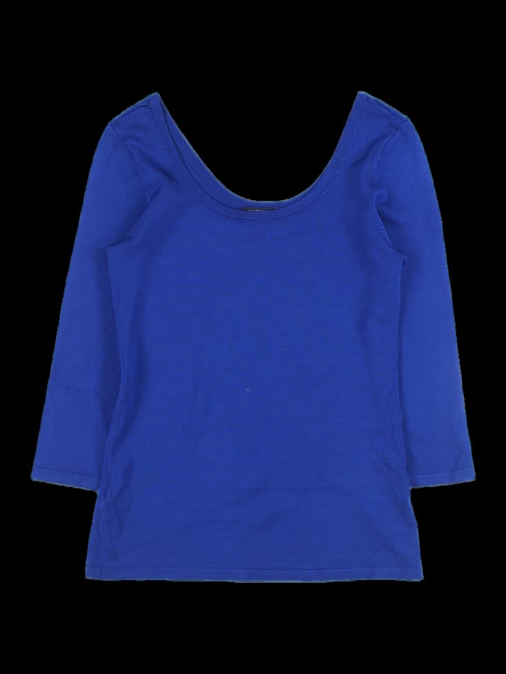 와이드 네크 리브드 티셔츠