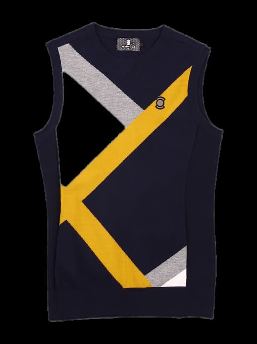 배색 니트 베스트