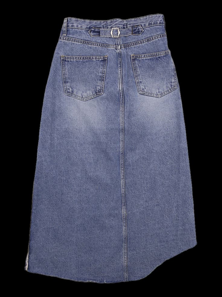 라인 포인트 롱 데님 스커트